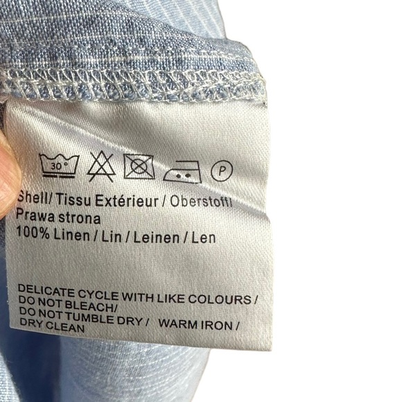 Malvin Hamburg Germany Blue Stripe Linen Shirt Dress Size: 6 Small - Picture 5 of 12